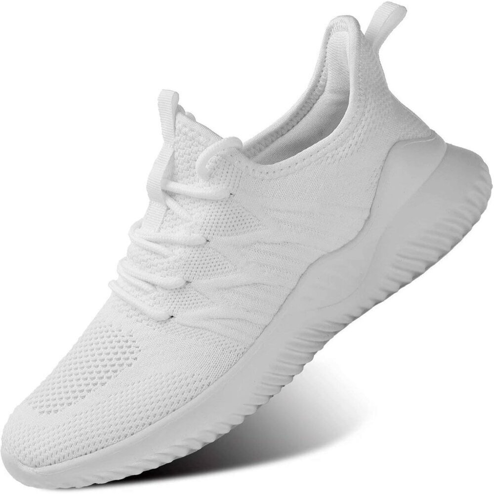 Women's White Slip On Lightweight Casual Pull-on Mesh Tennis Sneakers
